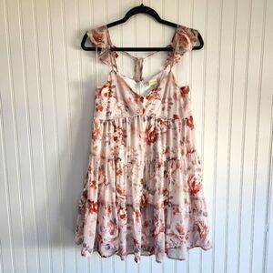 ALTAR'D STATE Pink Floral Feminine Back Tie Tiered Mini Dress Small